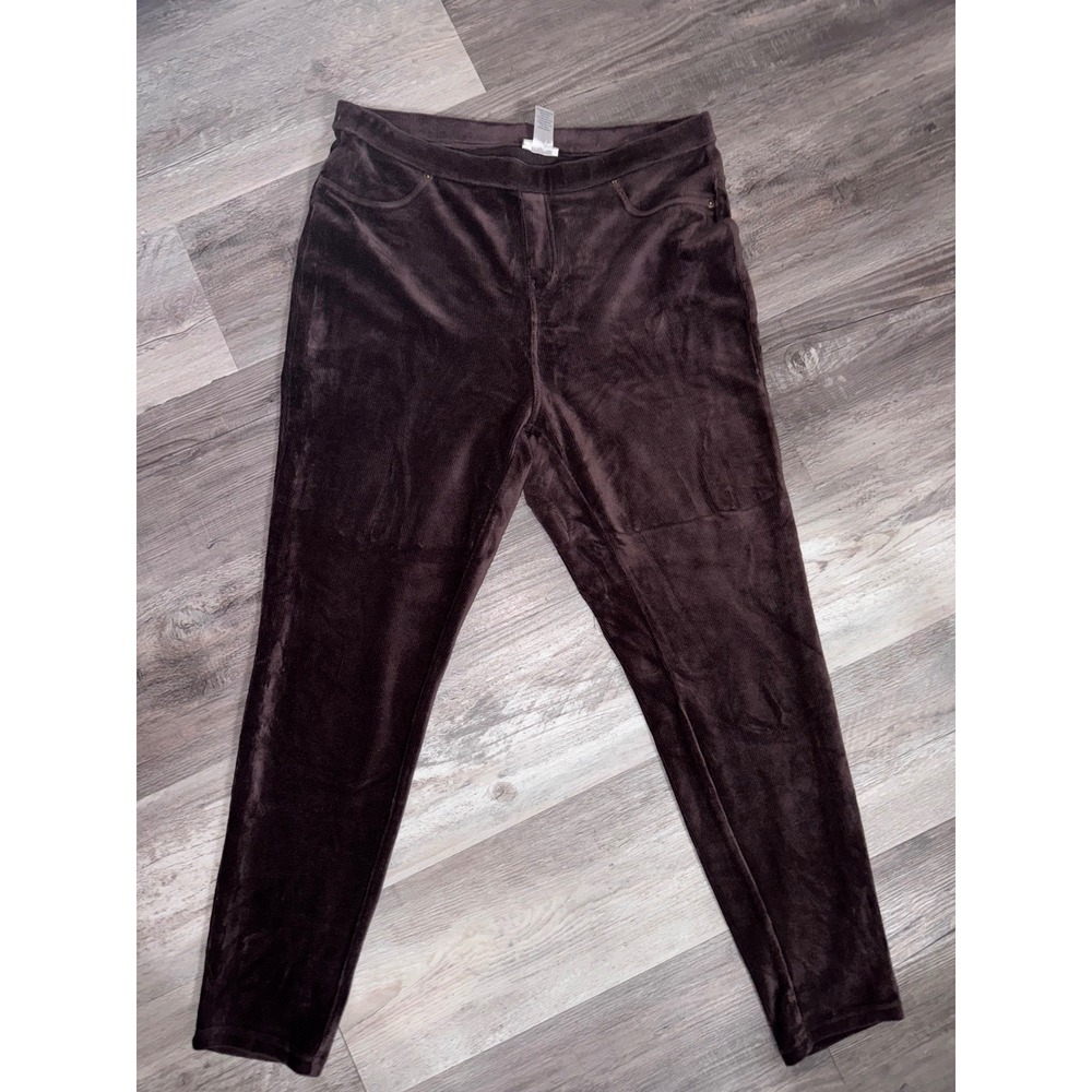 Avenue Brown Corduroy Leggings Pull On Stretch Pants Womens Plus 14/16 Average
